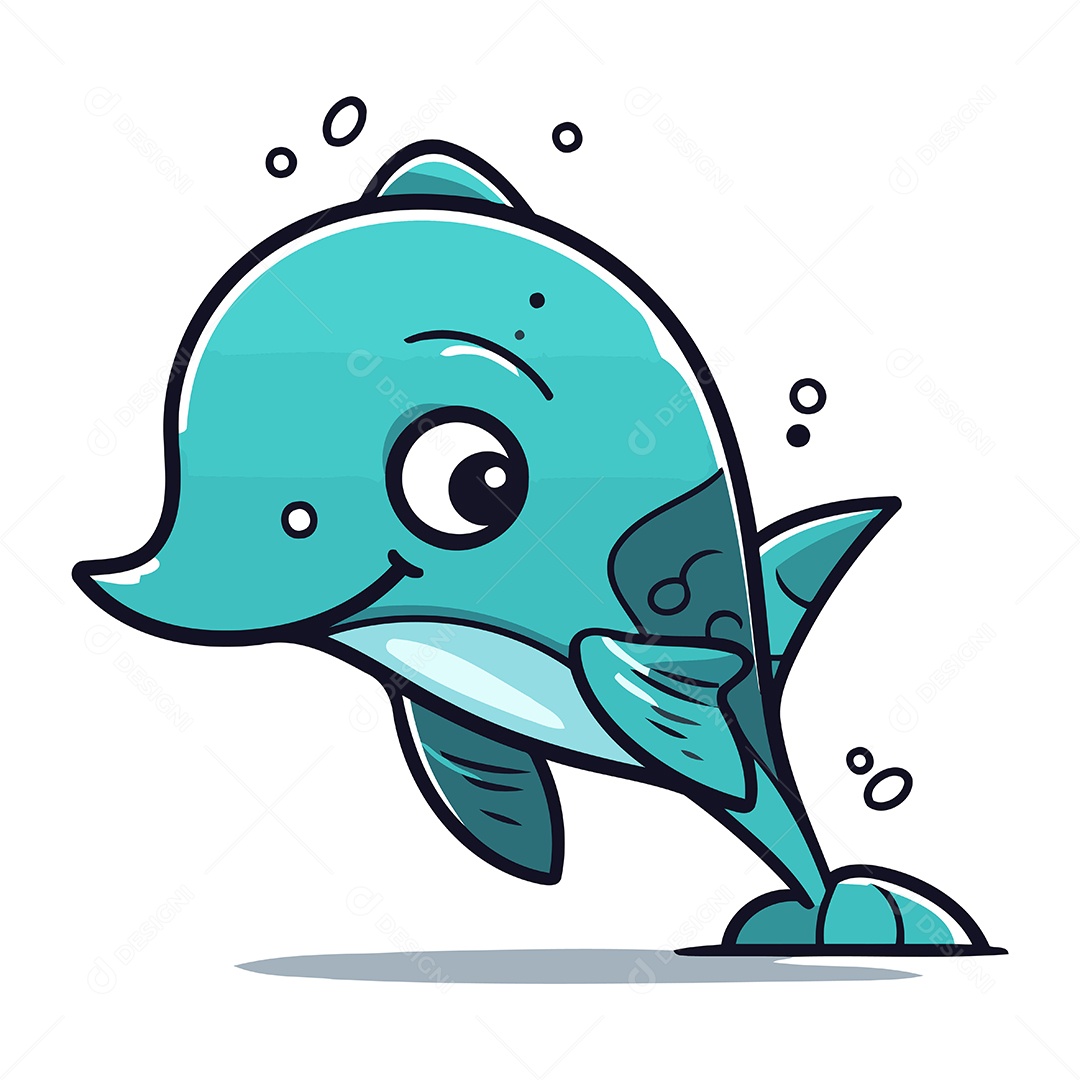 Golfinho de Desenho Animado Ilustração Vetor EPS