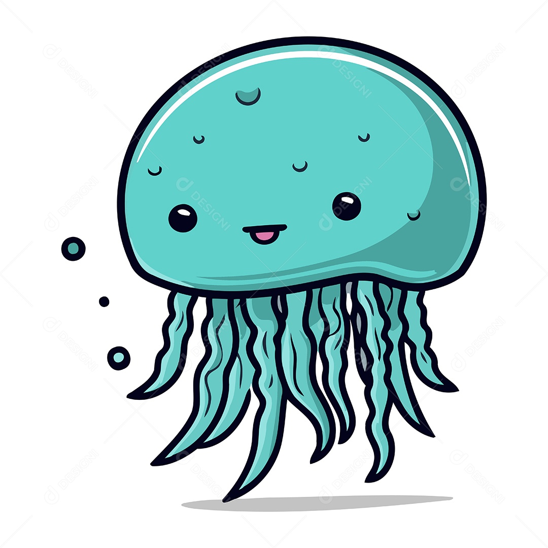 Água Viva de Desenho Animado Ilustração Vetor EPS