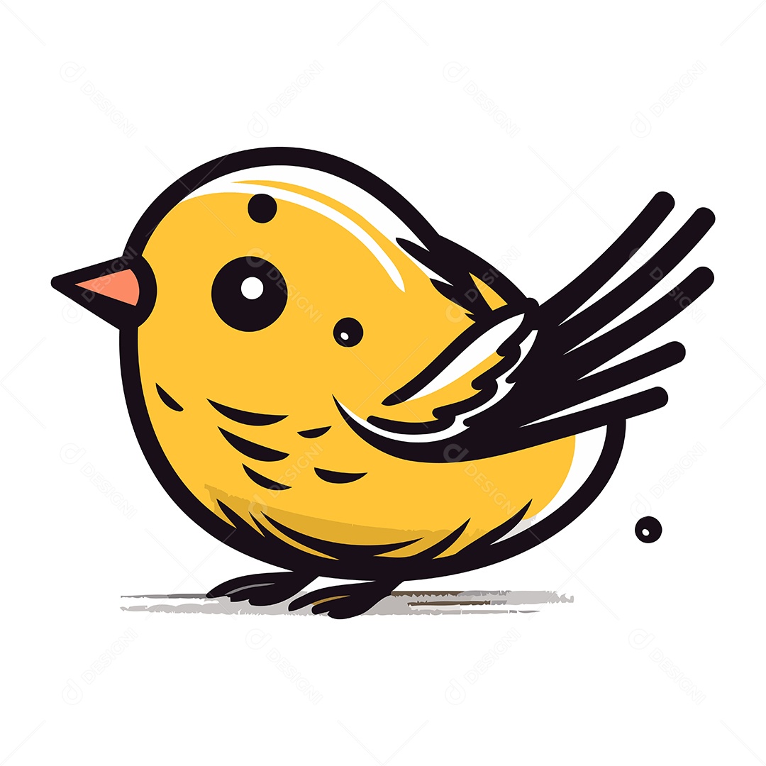 Passarinho Fofo de Desenho Animado Ilustração Vetor EPS
