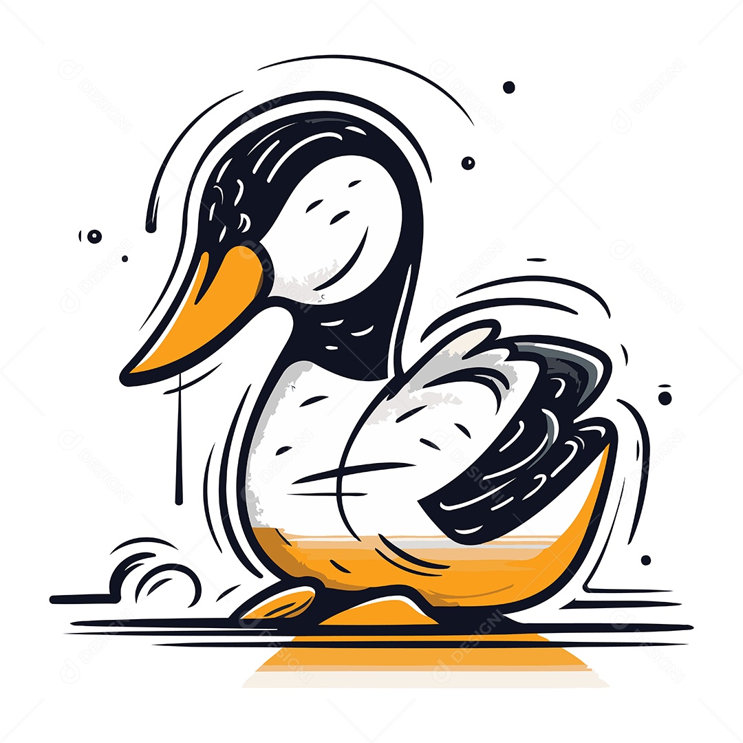 Pato de Desenho Animado Ilustração Vetor EPS