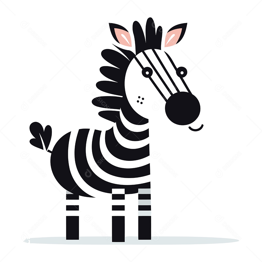 Zebra Fofa de Desenho Animado Ilustração Vetor EPS