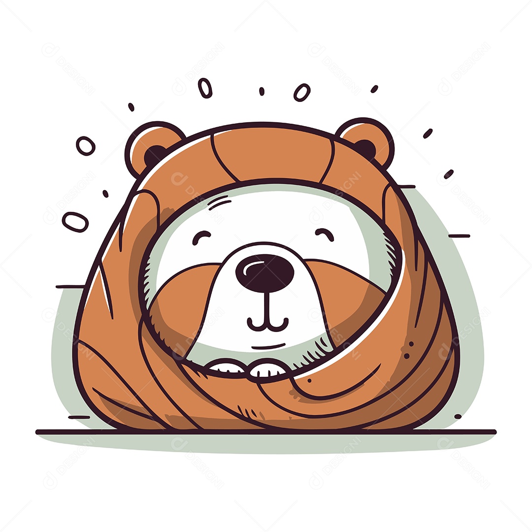 Urso Fofo de Desenho Animado Ilustração Vetor EPS