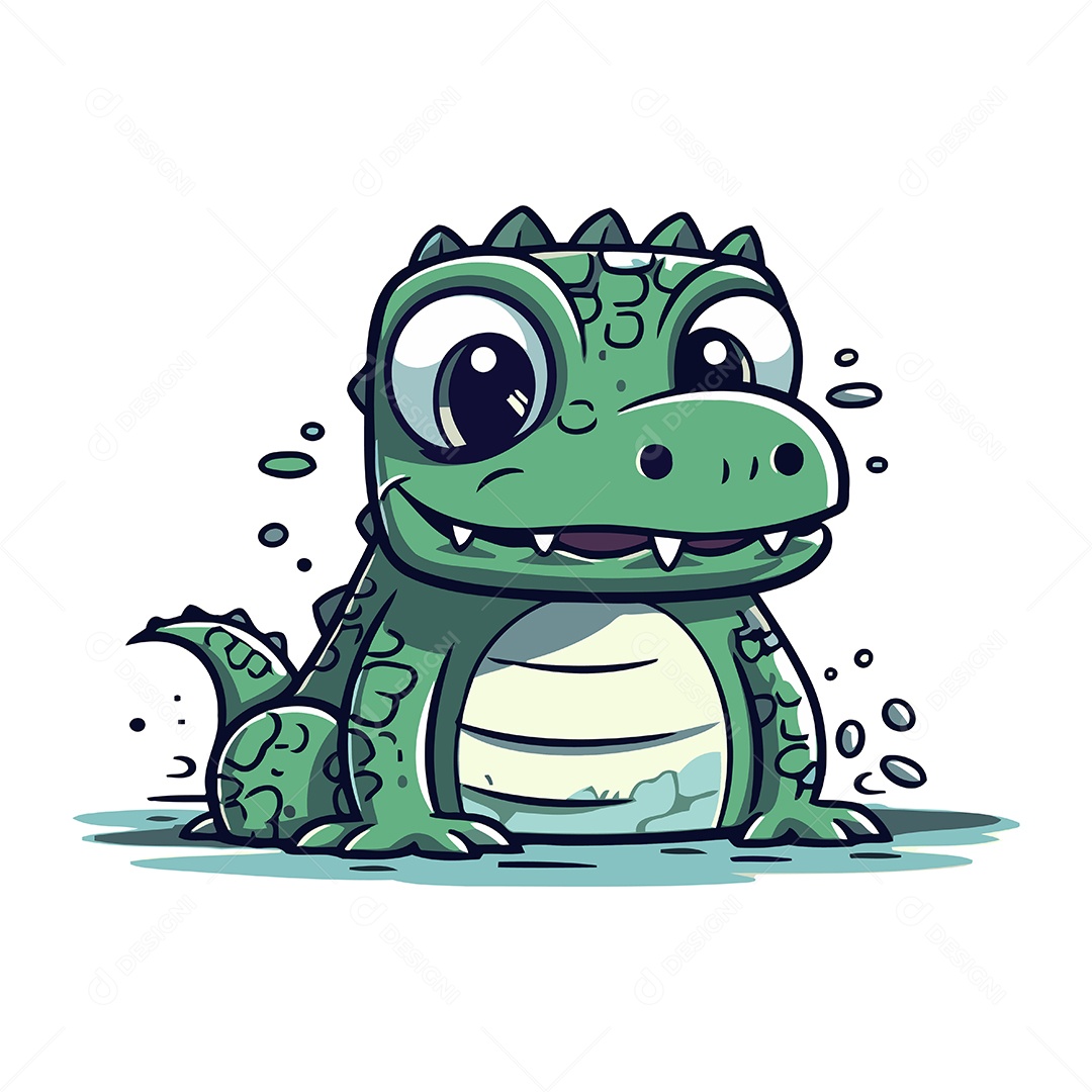 Crocodilo Fofo de Desenho Animado Ilustração Vetor EPS