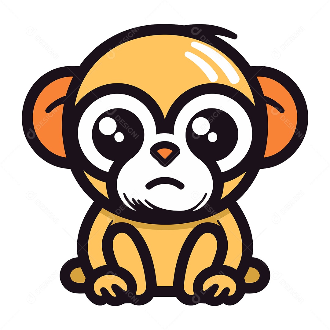 Macaco Fofo de Desenho Animado Ilustração Vetor EPS