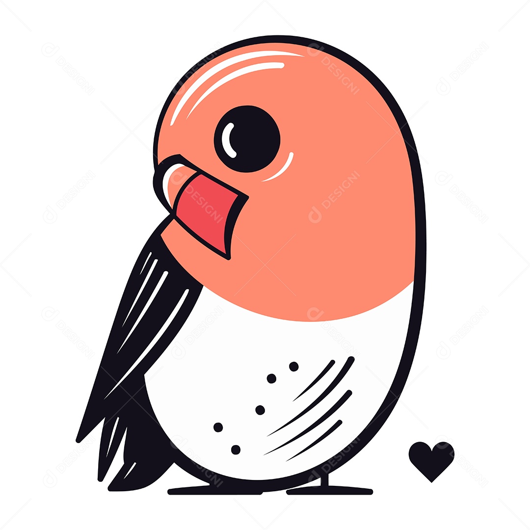 Passarinho Fofo de Desenho Animado Ilustração Vetor EPS