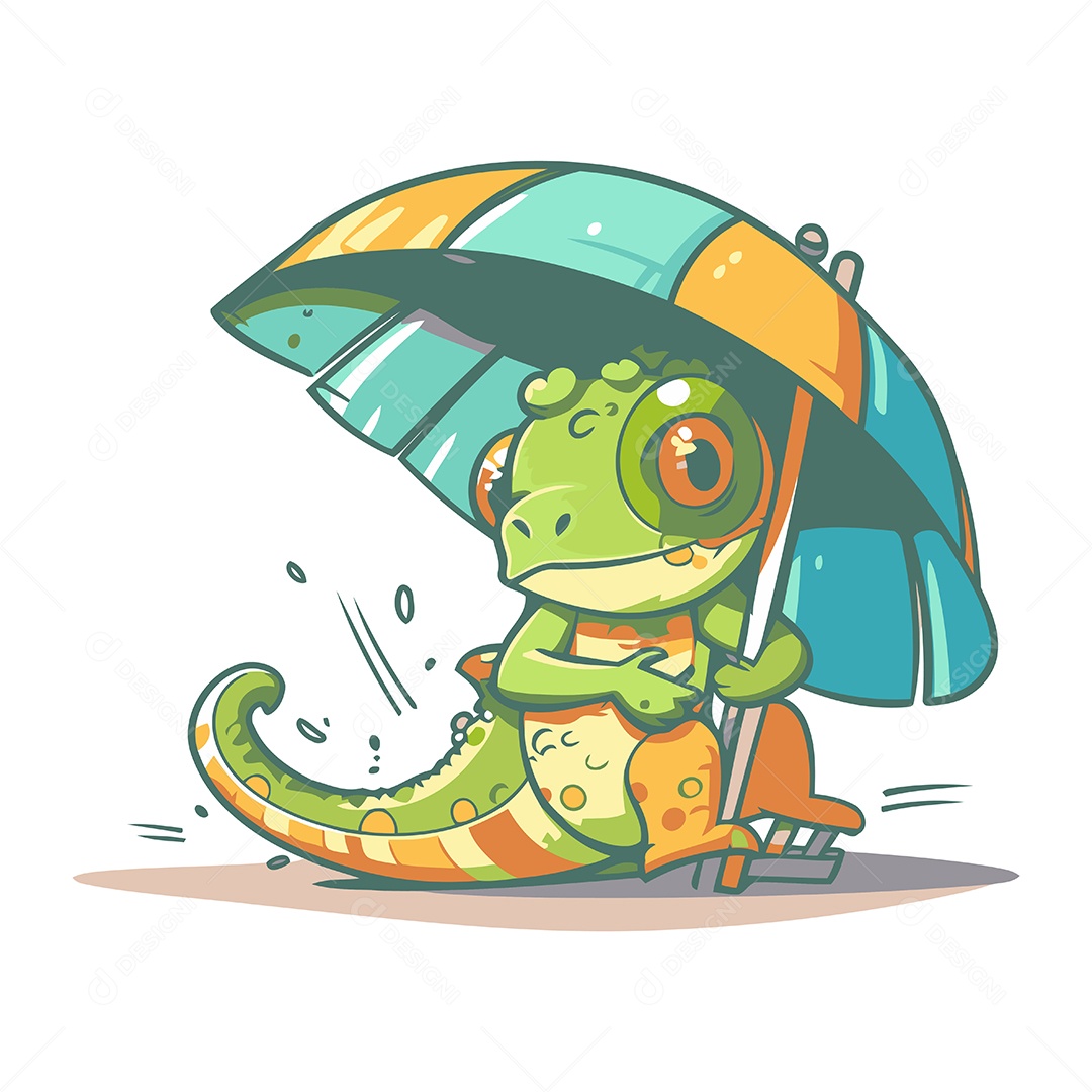 Lagarto de Desenho Animado Ilustração Vetor EPS