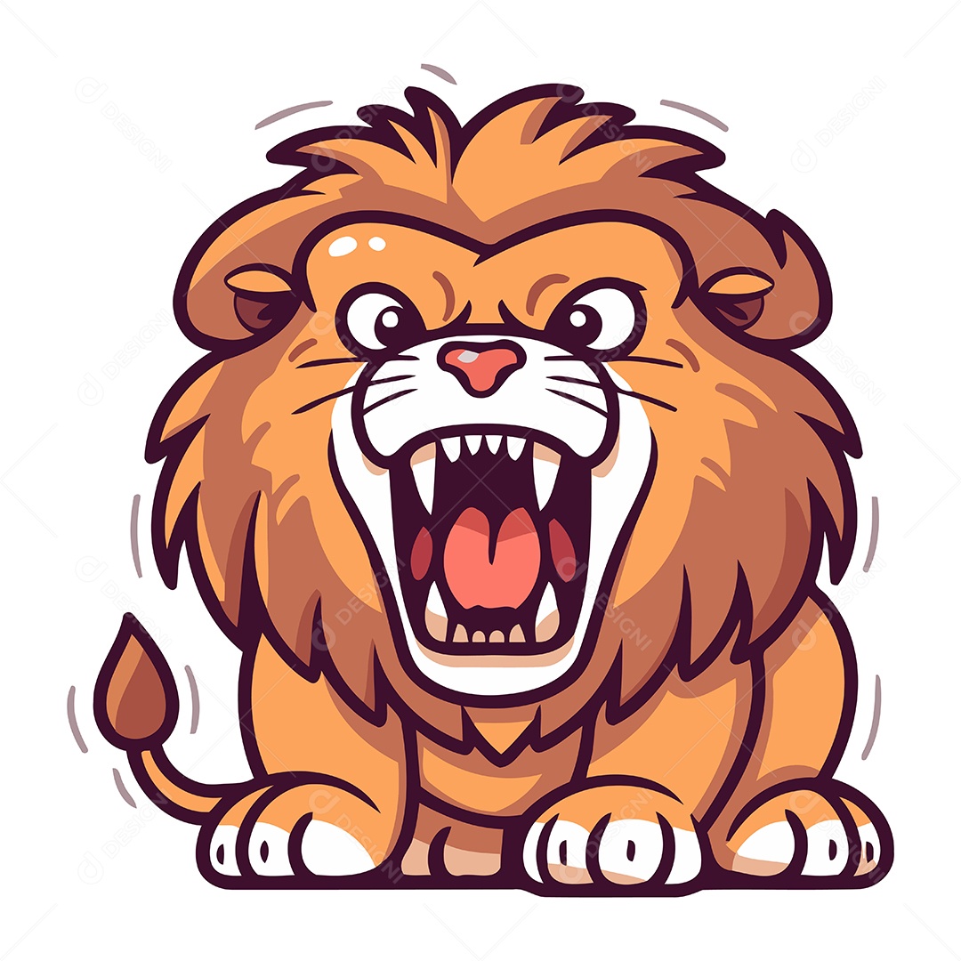 Leão de Desenho Animado Ilustração Vetor EPS