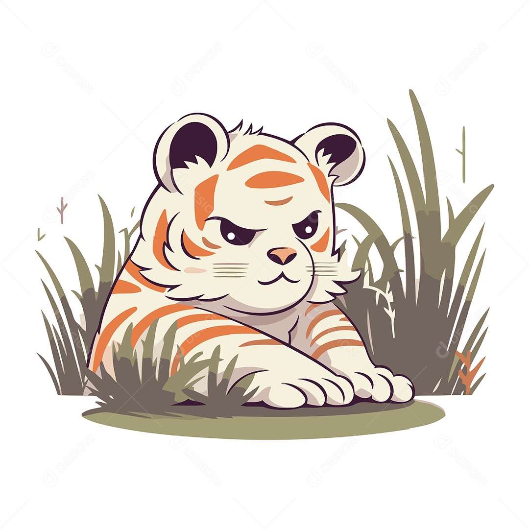 Tigre de Desenho Animado Ilustração Vetor EPS