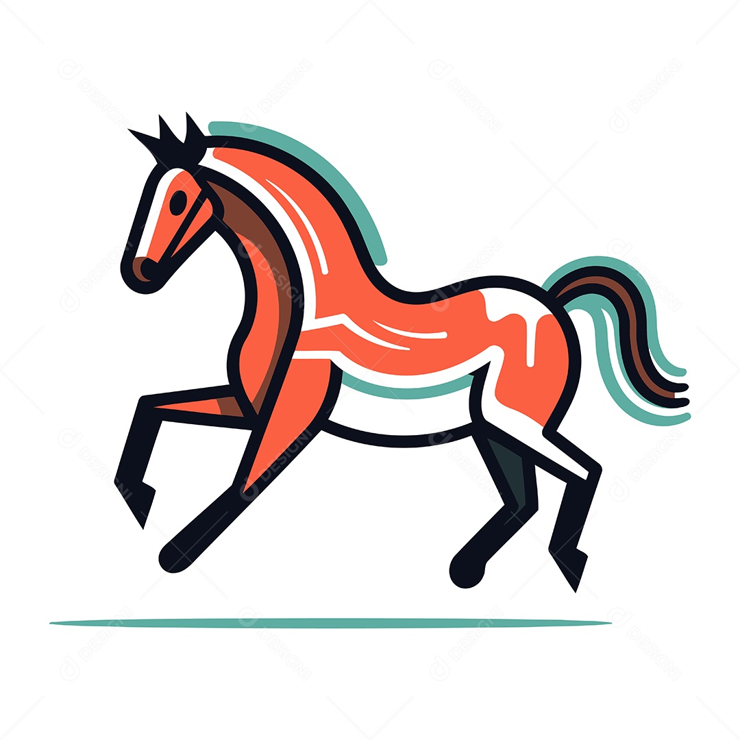 Cavalo de Desenho Animado Ilustração Vetor EPS