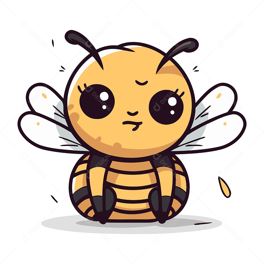 Abelha Fofa de Desenho Animado Ilustração Vetor EPS