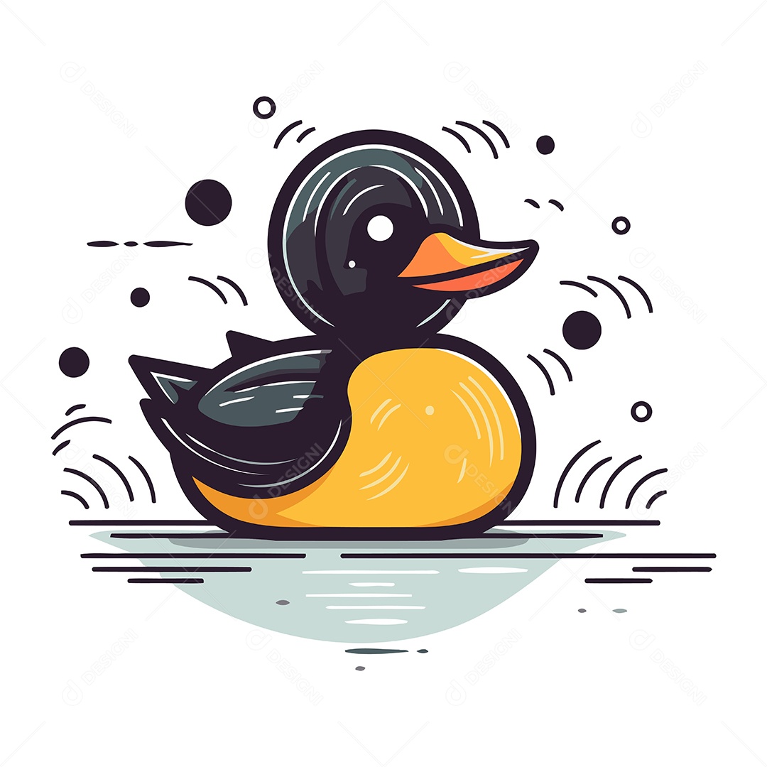 Pato Fofo de Desenho Animado Ilustração Vetor EPS