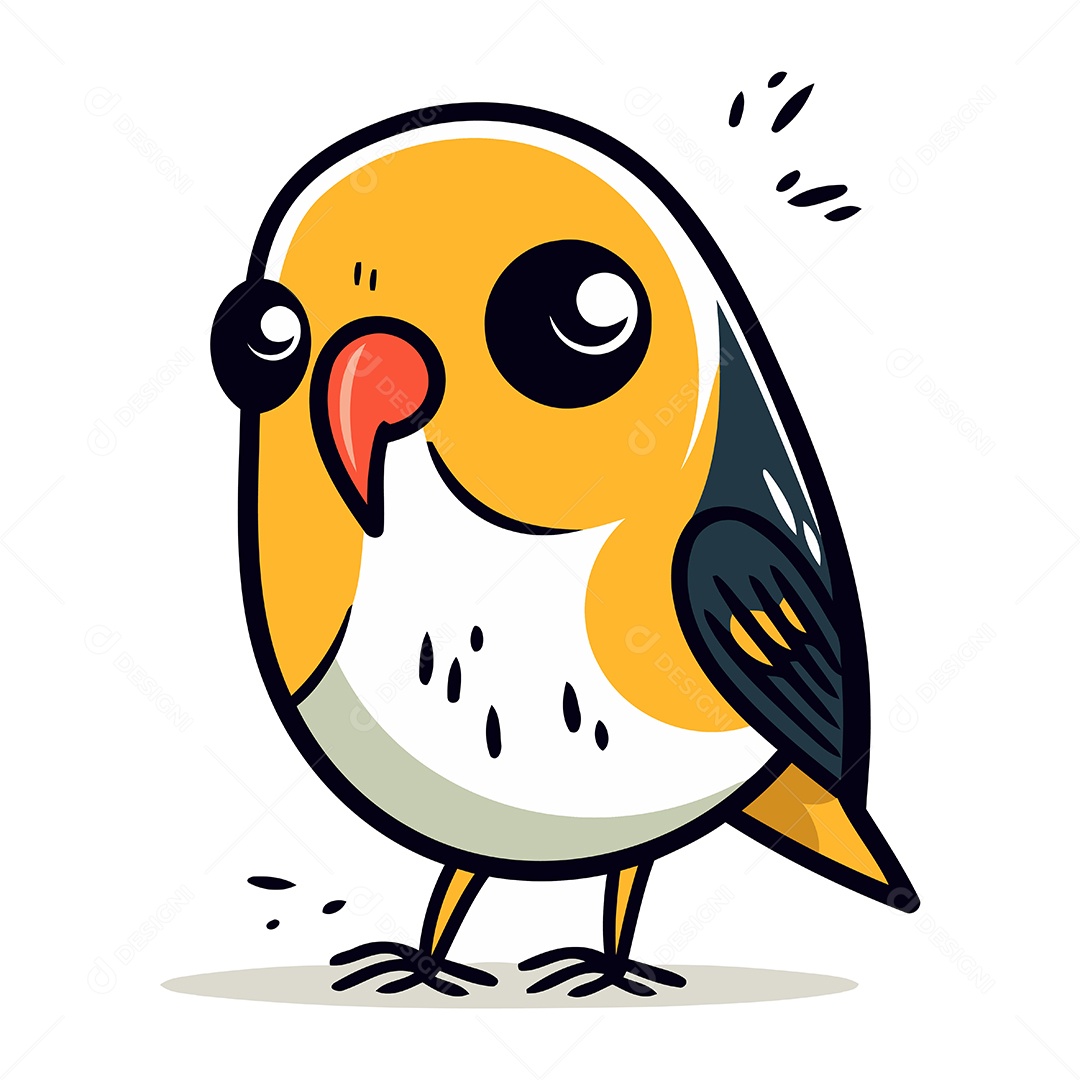 Passarinho Fofo de Desenho Animado Ilustração Vetor EPS