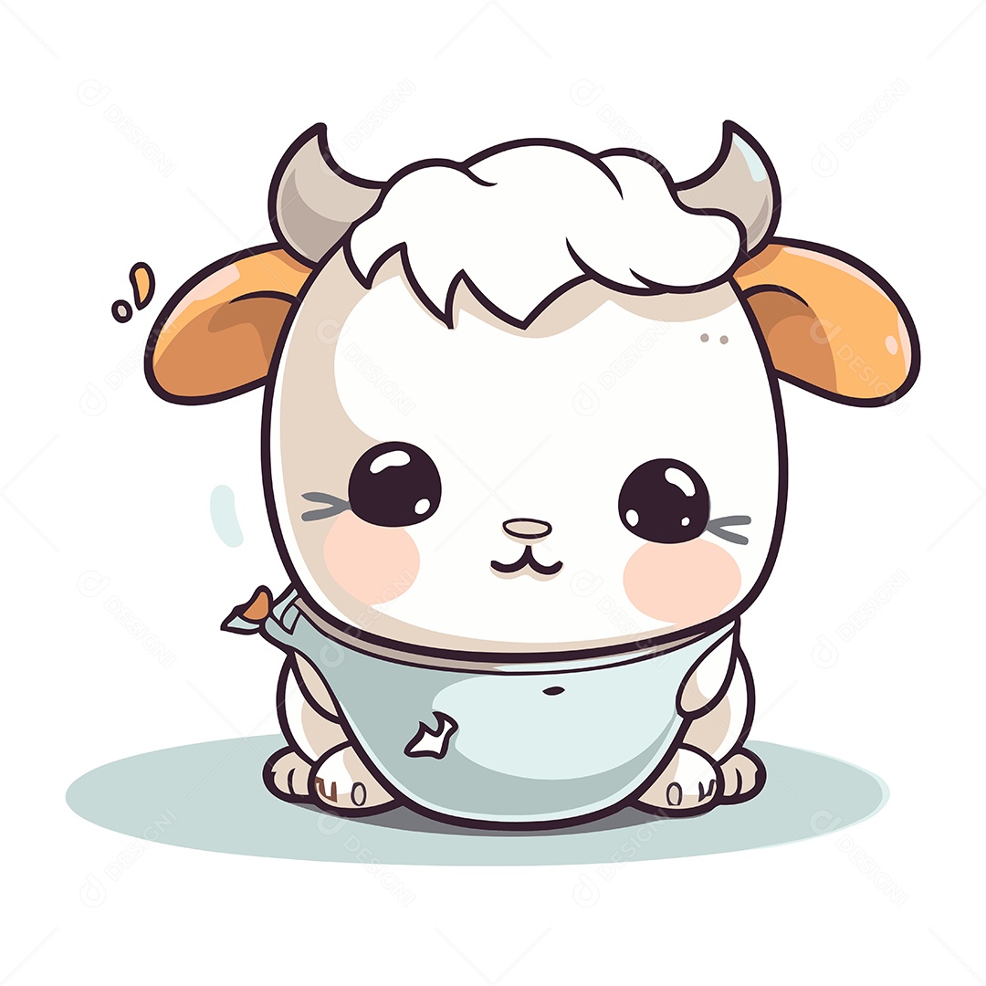 Vaca Fofa de Desenho Animado Ilustração Vetor EPS