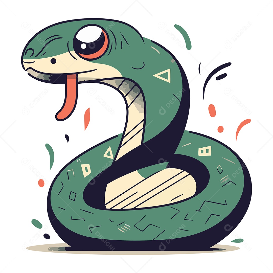 Cobra de Desenho Animado Ilustração Vetor EPS