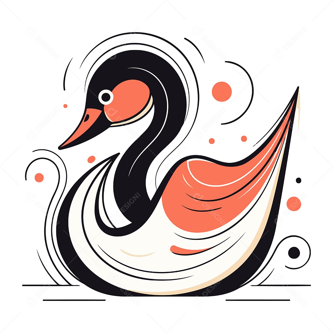Cisne de Desenho Animado Ilustração Vetor EPS