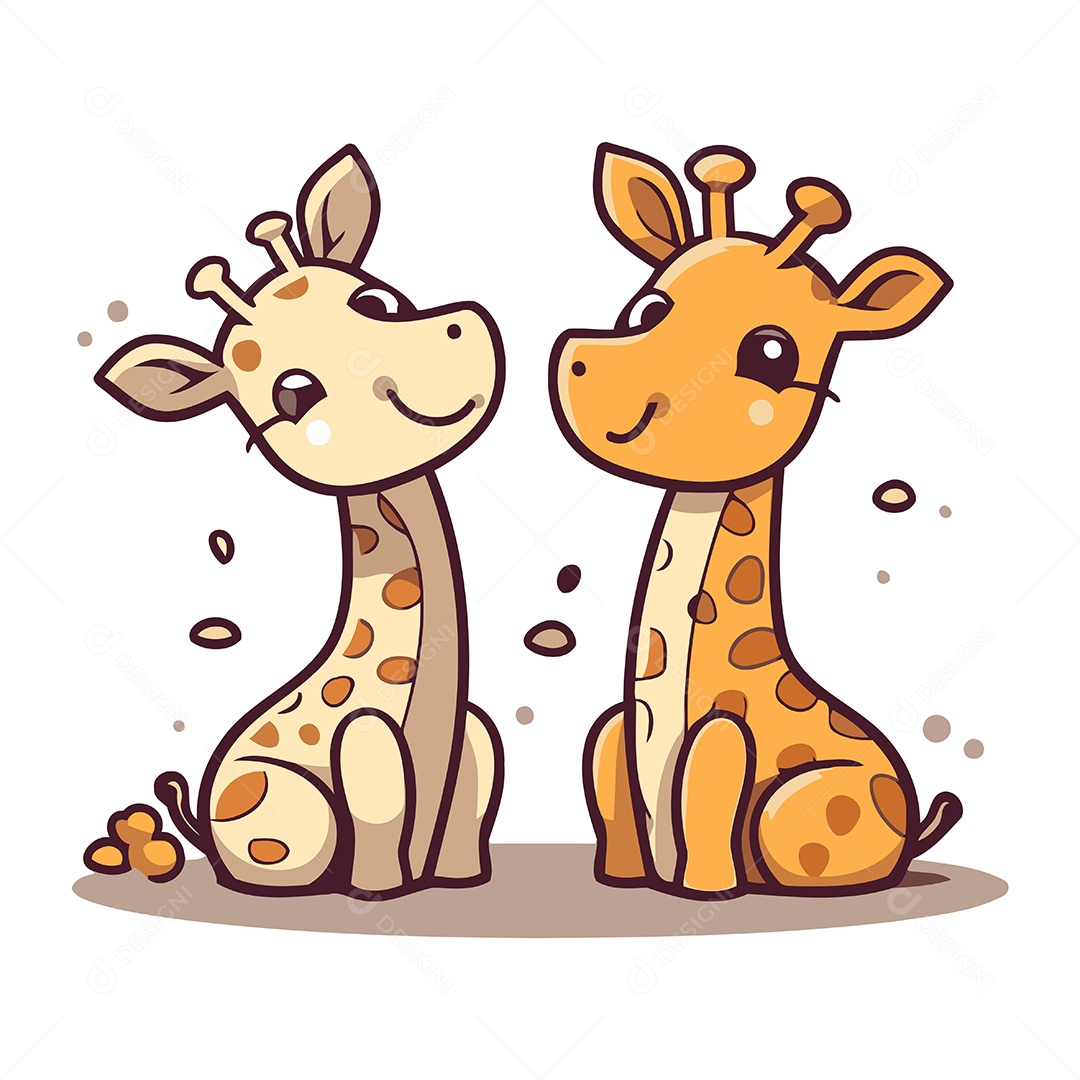Girafas Fofa de Desenho Animado Ilustração Vetor EPS