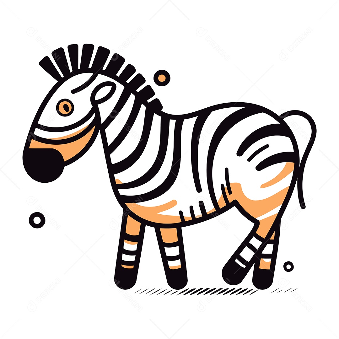 Zebra de Desenho Animado Ilustração Vetor EPS