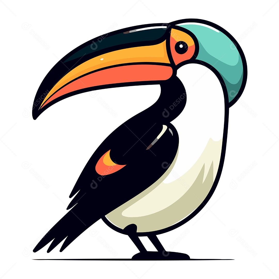 Tucano de Desenho Animado Ilustração Vetor EPS