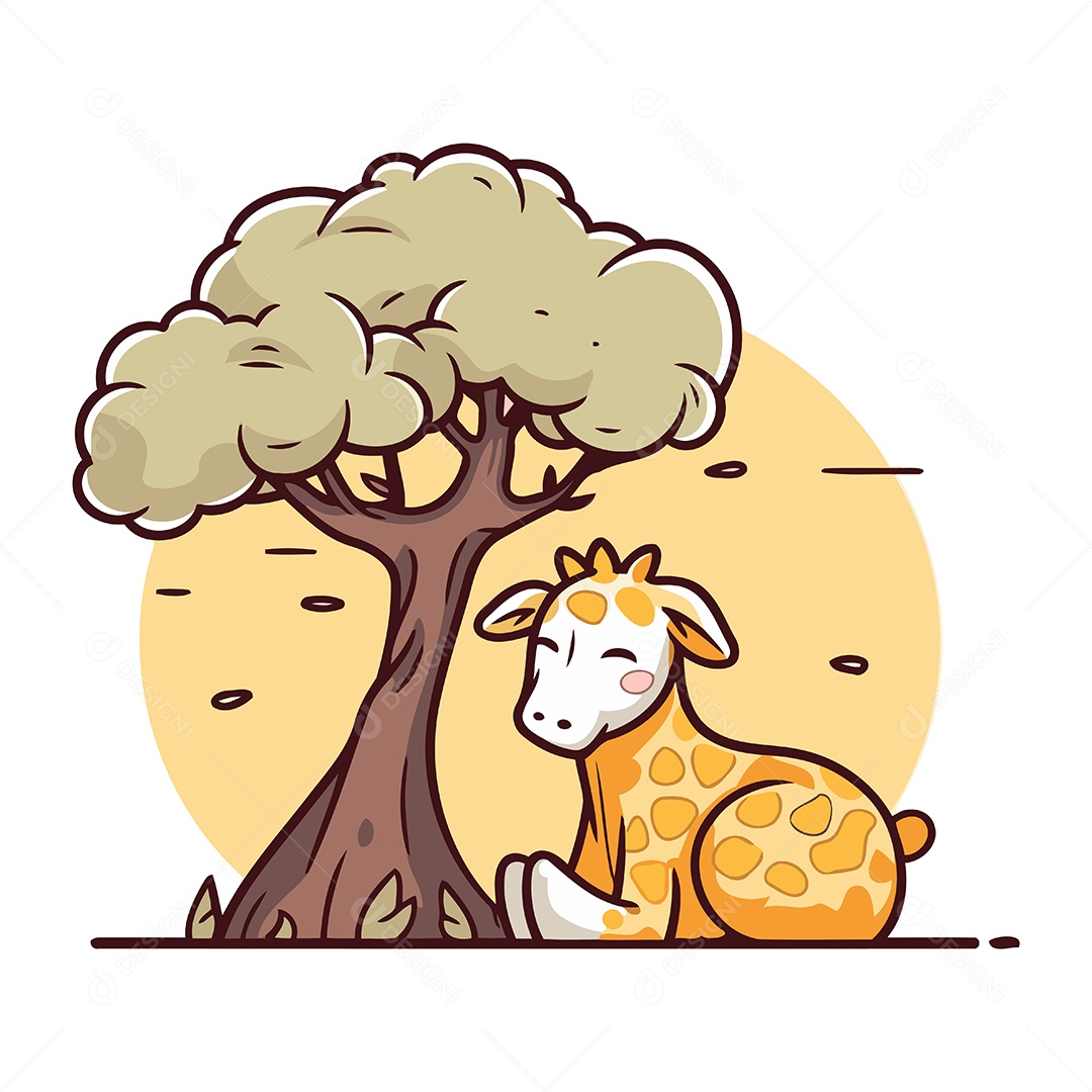 Girafa de Desenho Animado Ilustração Vetor EPS