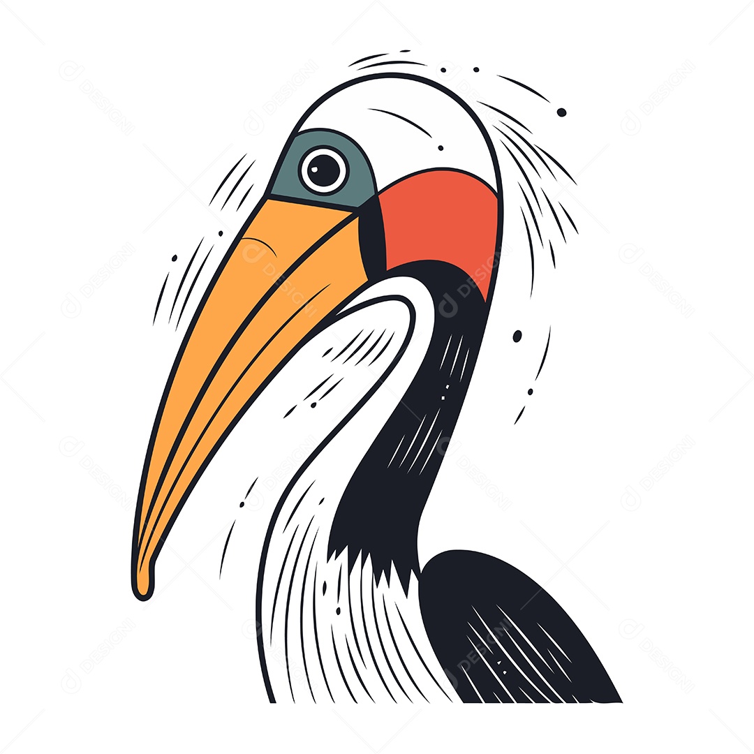Pelicano de Desenho Animado Ilustração Vetor EPS