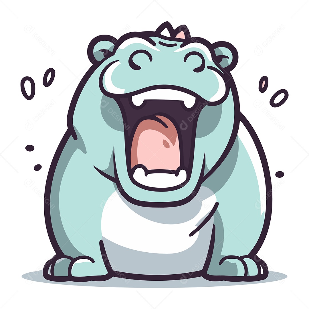 Hipopótamo Chorando Desenho Animado Ilustração Vetor EPS