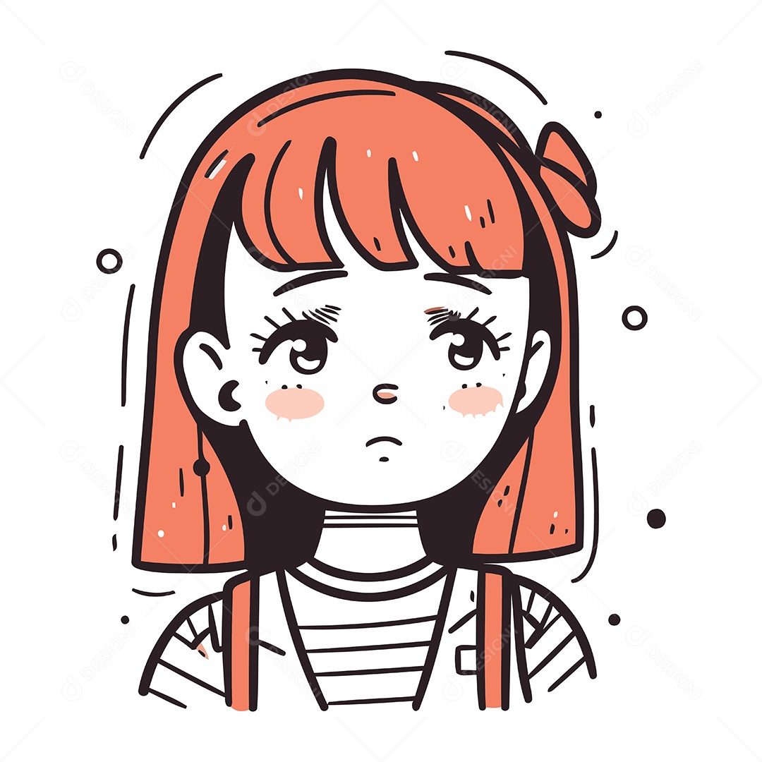 Menina Ruiva de Desenho Animado Ilustração Vetor EPS