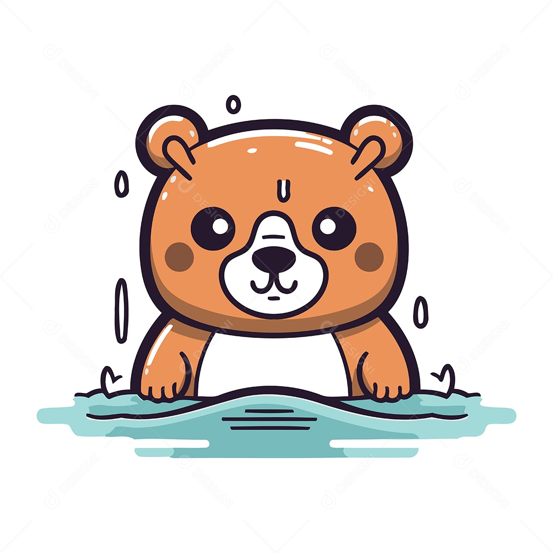 Urso Fofo de Desenho Animado Ilustração Vetor EPS