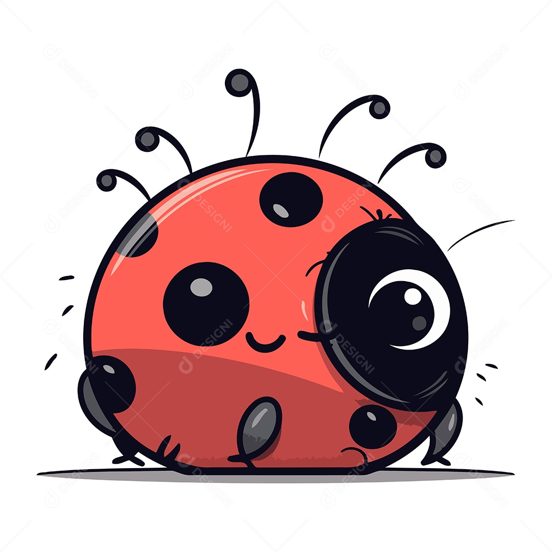 Joaninha Fofa de Desenho Animado Ilustração Vetor EPS