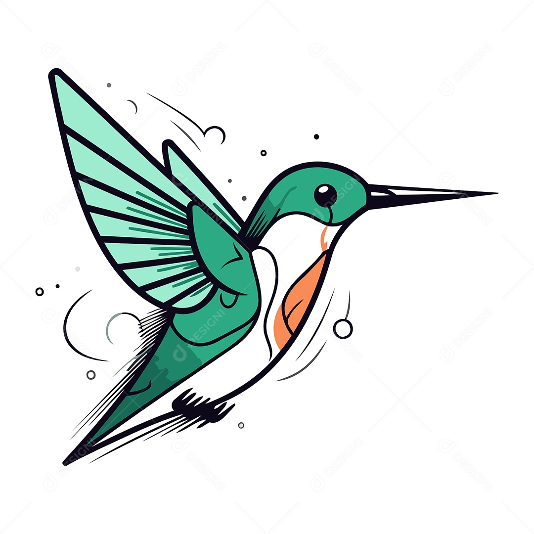 Beija Flor de Desenho Animado Ilustração Vetor EPS