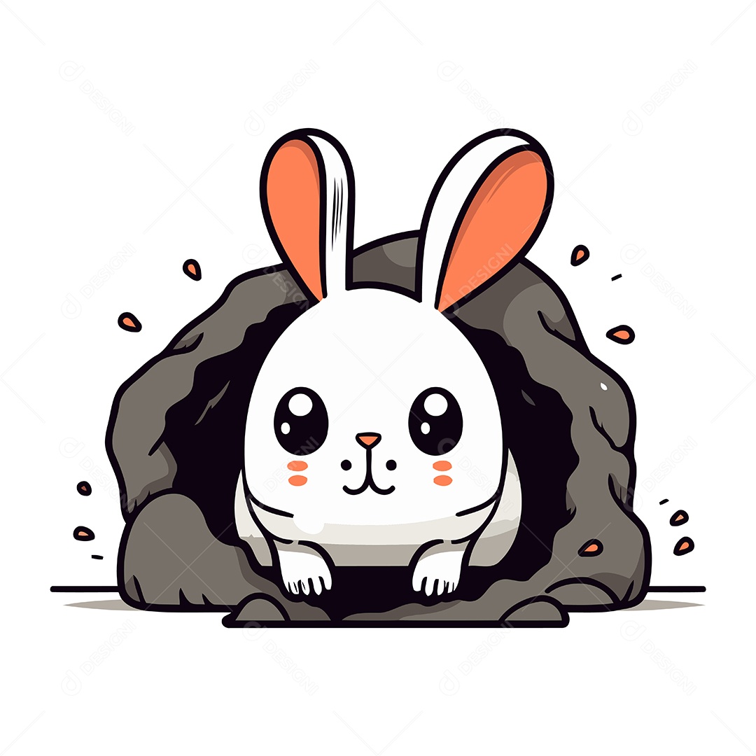 Coelho Fofo de Desenho Animado Ilustração Vetor EPS