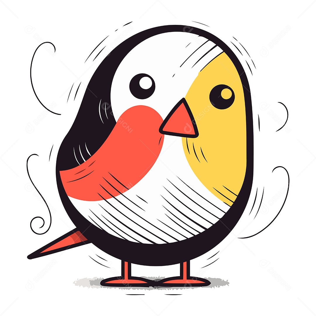 Passarinho Fofo de Desenho Animado Ilustração Vetor EPS
