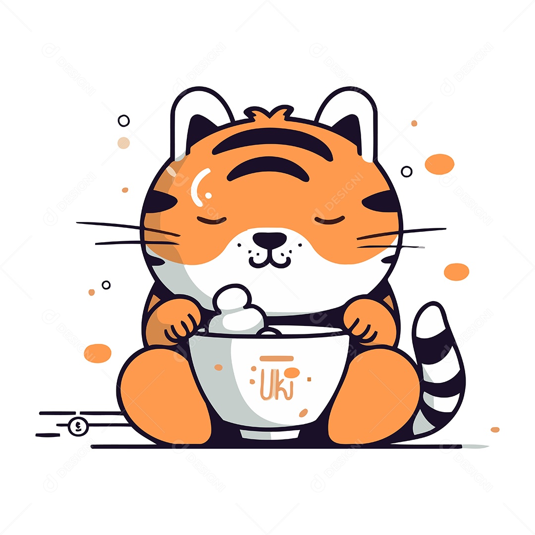 Tigre Fofo de Desenho Animado Ilustração Vetor EPS