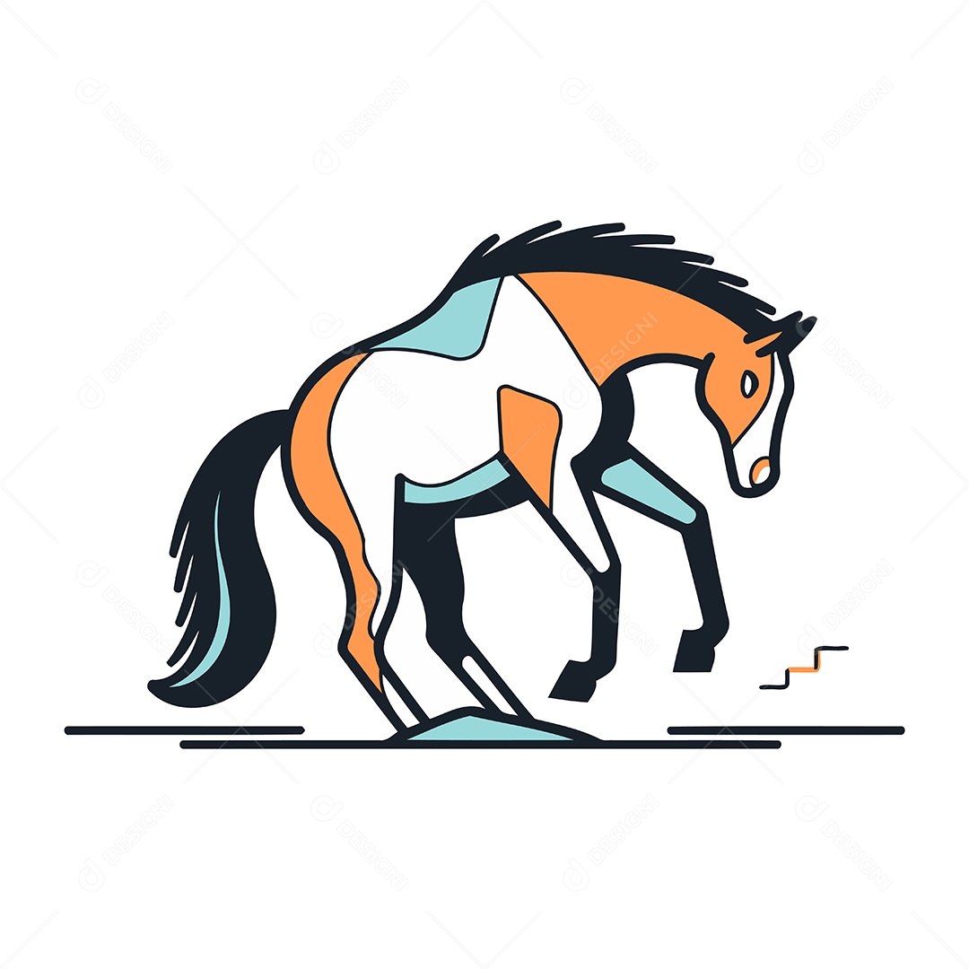 Cavalo de Desenho Animado Ilustração Vetor EPS