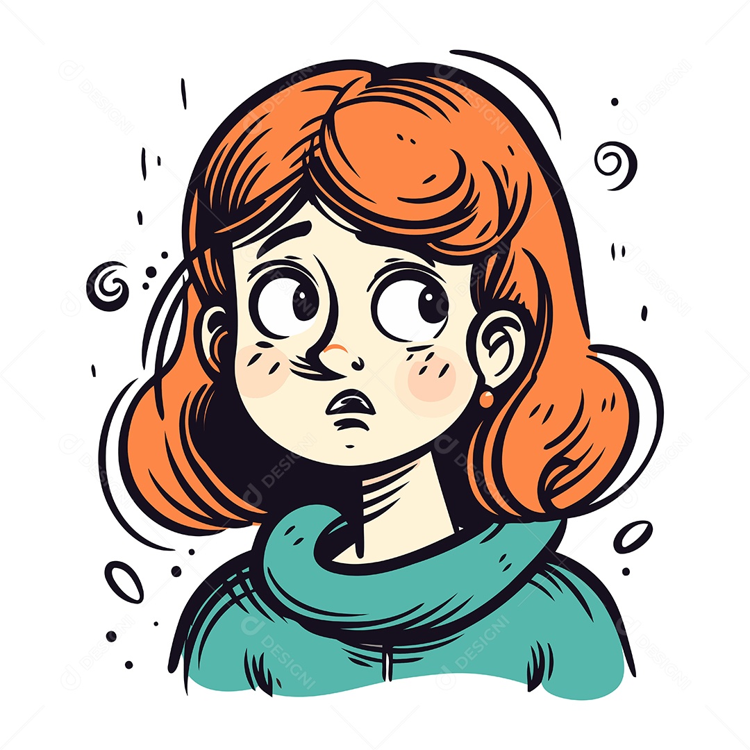 Garota Ruiva de Desenho Animado Ilustração Vetor EPS