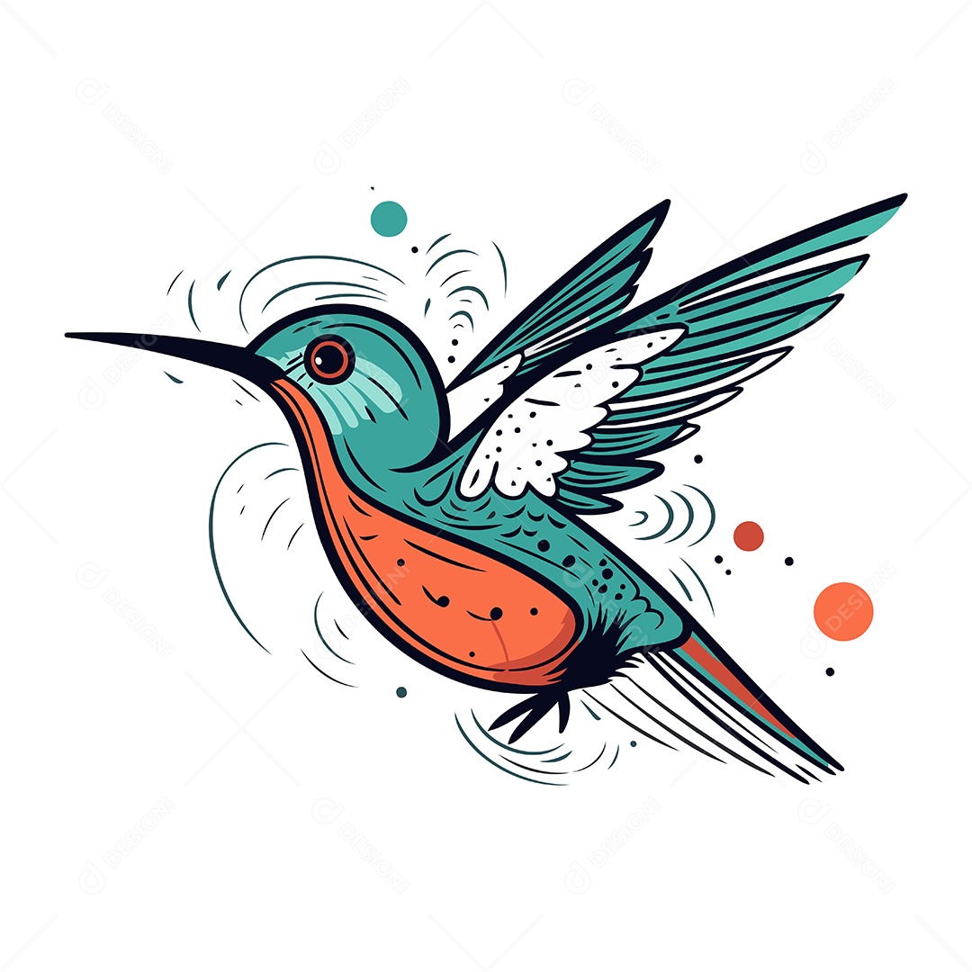 Beija Flor de Desenho Animado Ilustração Vetor EPS