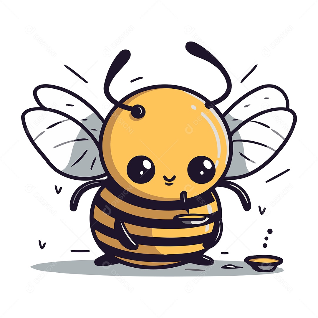 Abelha Fofa de Desenho Animado Ilustração Vetor EPS