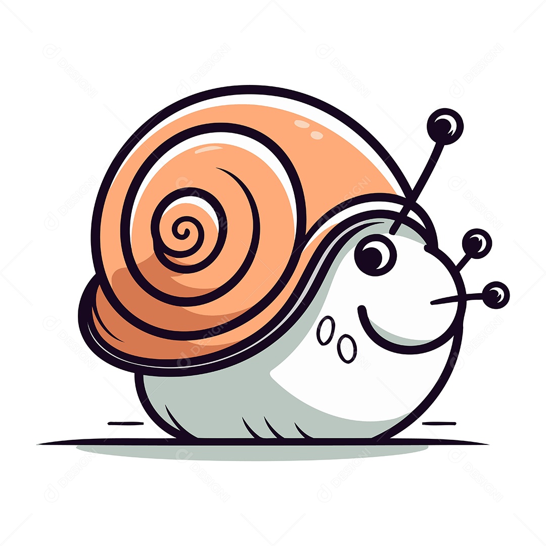 Caracol Fofo de Desenho Animado Ilustração Vetor EPS