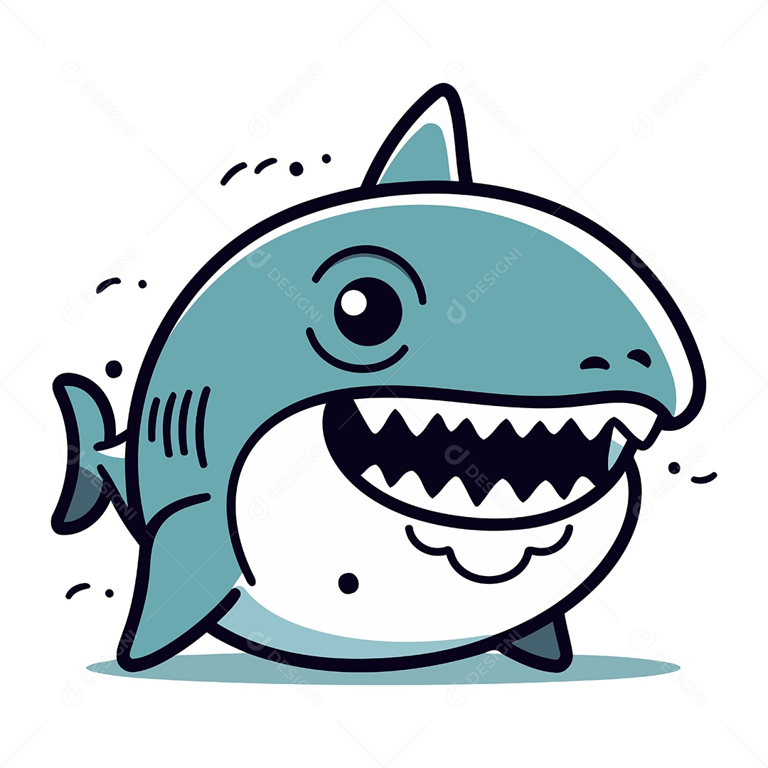 Tubarão de Desenho Animado Ilustração Vetor EPS