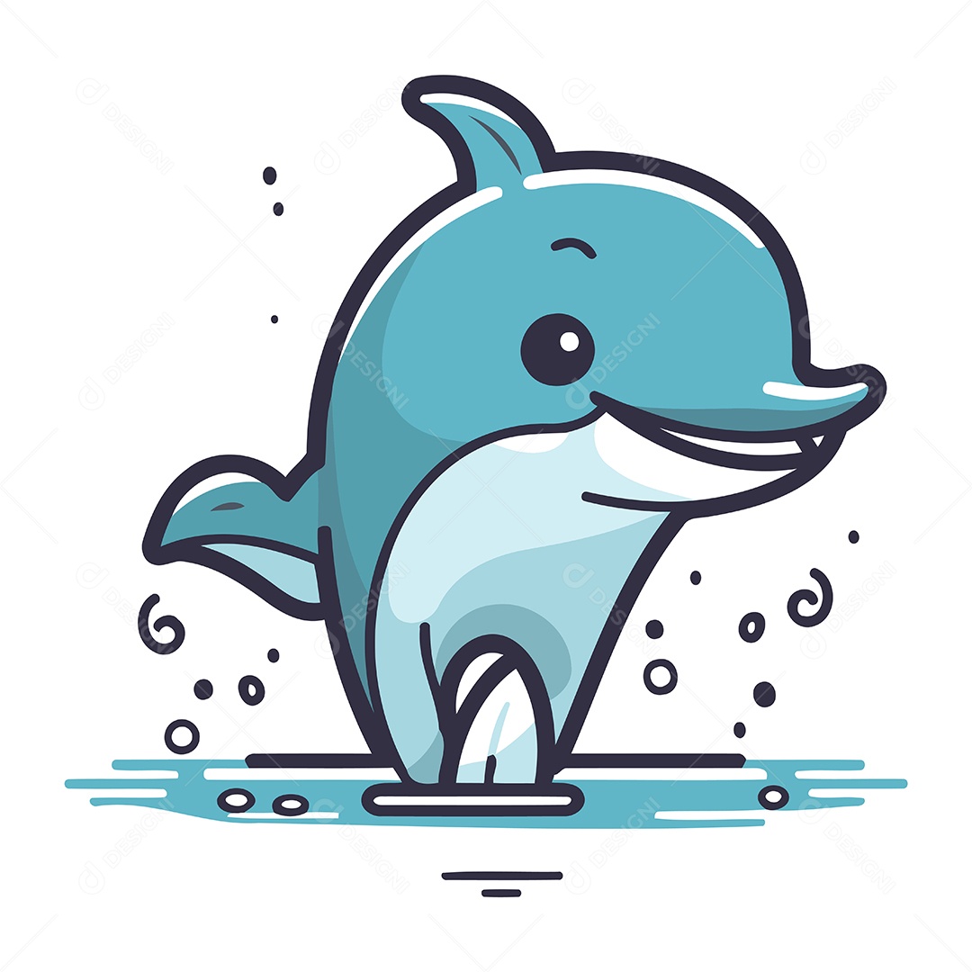 Golfinho de Desenho Animado Ilustração Vetor EPS