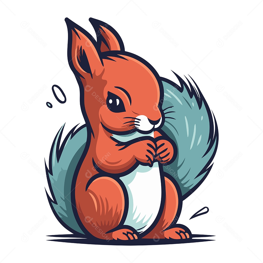 Esquilo de Desenho Animado Ilustração Vetor EPS