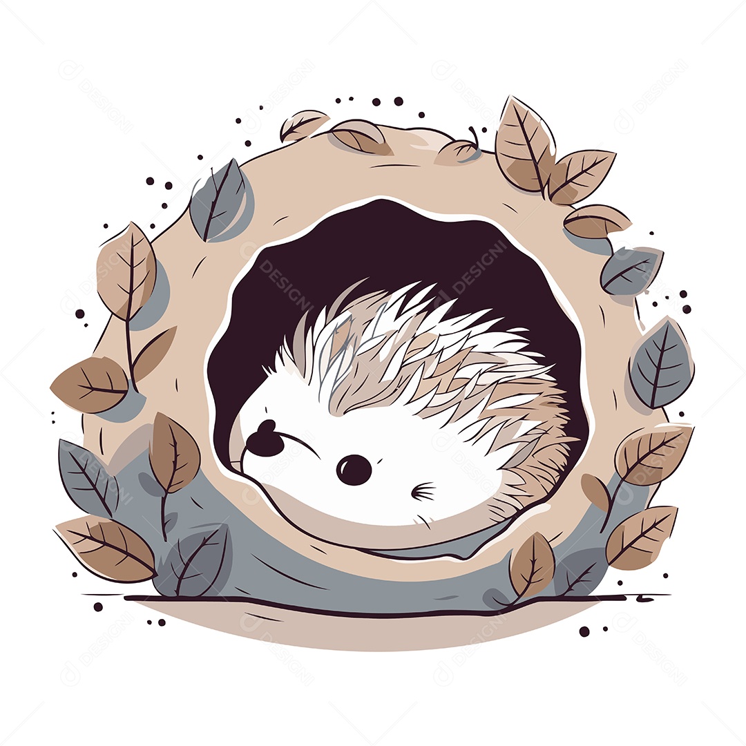 Ouriço Fofo de Desenho Animado Ilustração Vetor EPS