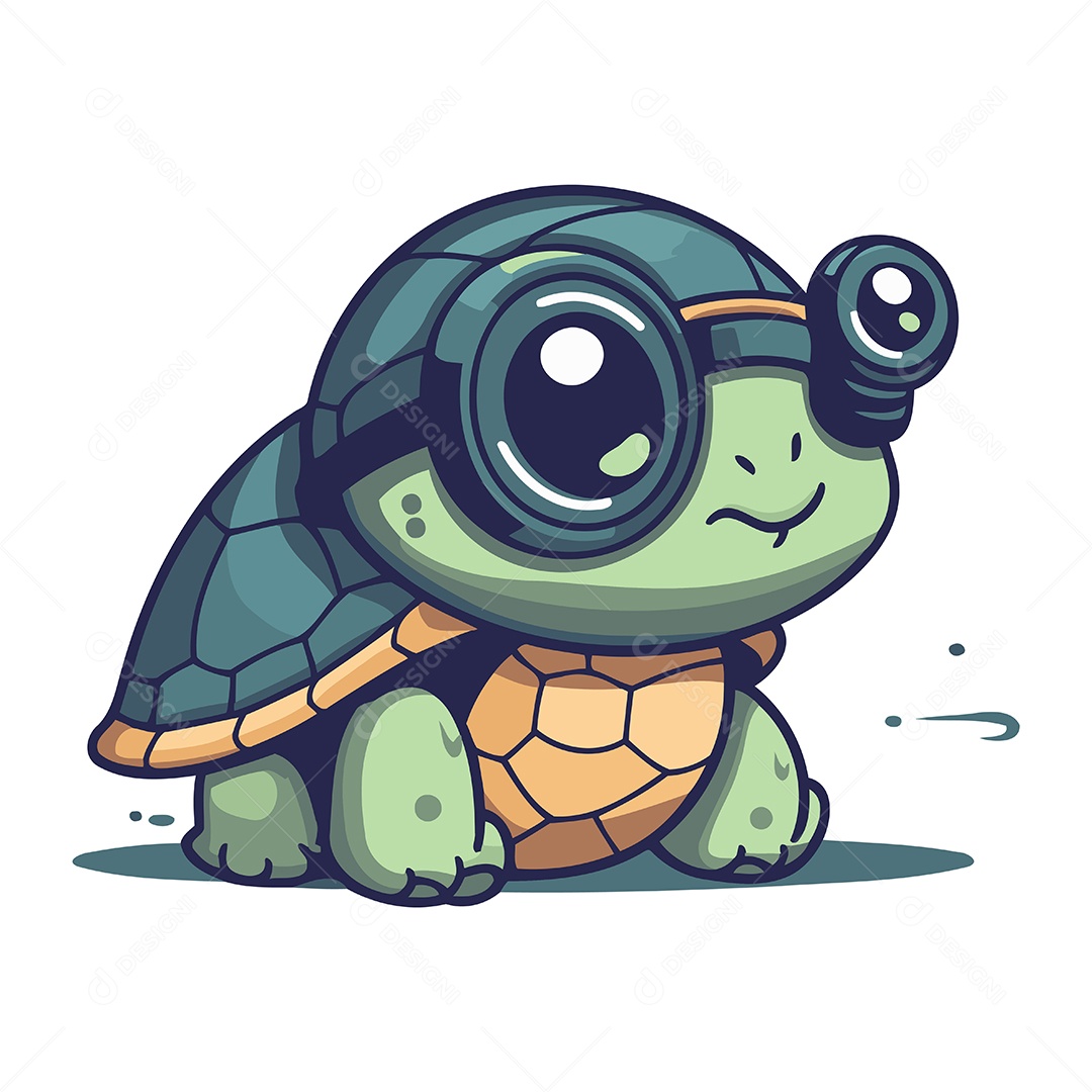 Tartaruga Fofa de Desenho Animado Ilustração Vetor EPS