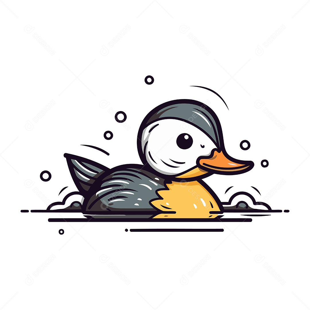 Pato de Desenho Animado Ilustração Vetor EPS