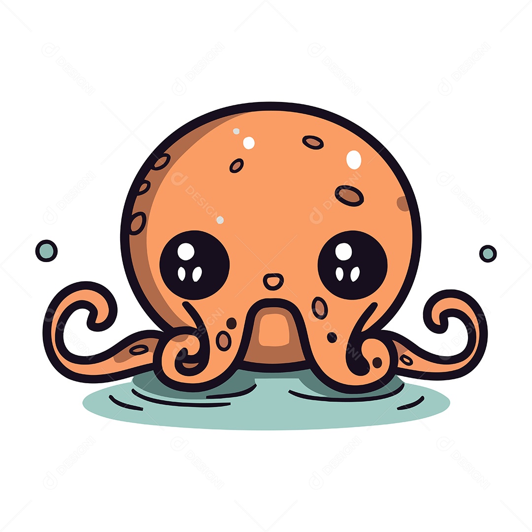 Polvo Fofo de Desenho Animado Ilustração Vetor EPS