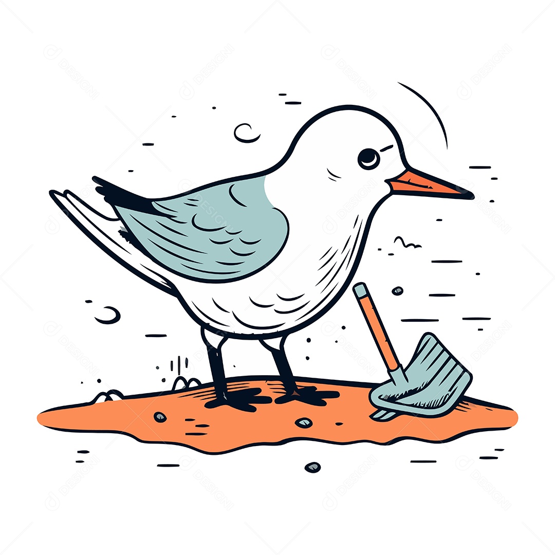 Gaivota de Desenho Animado Ilustração Vetor EPS