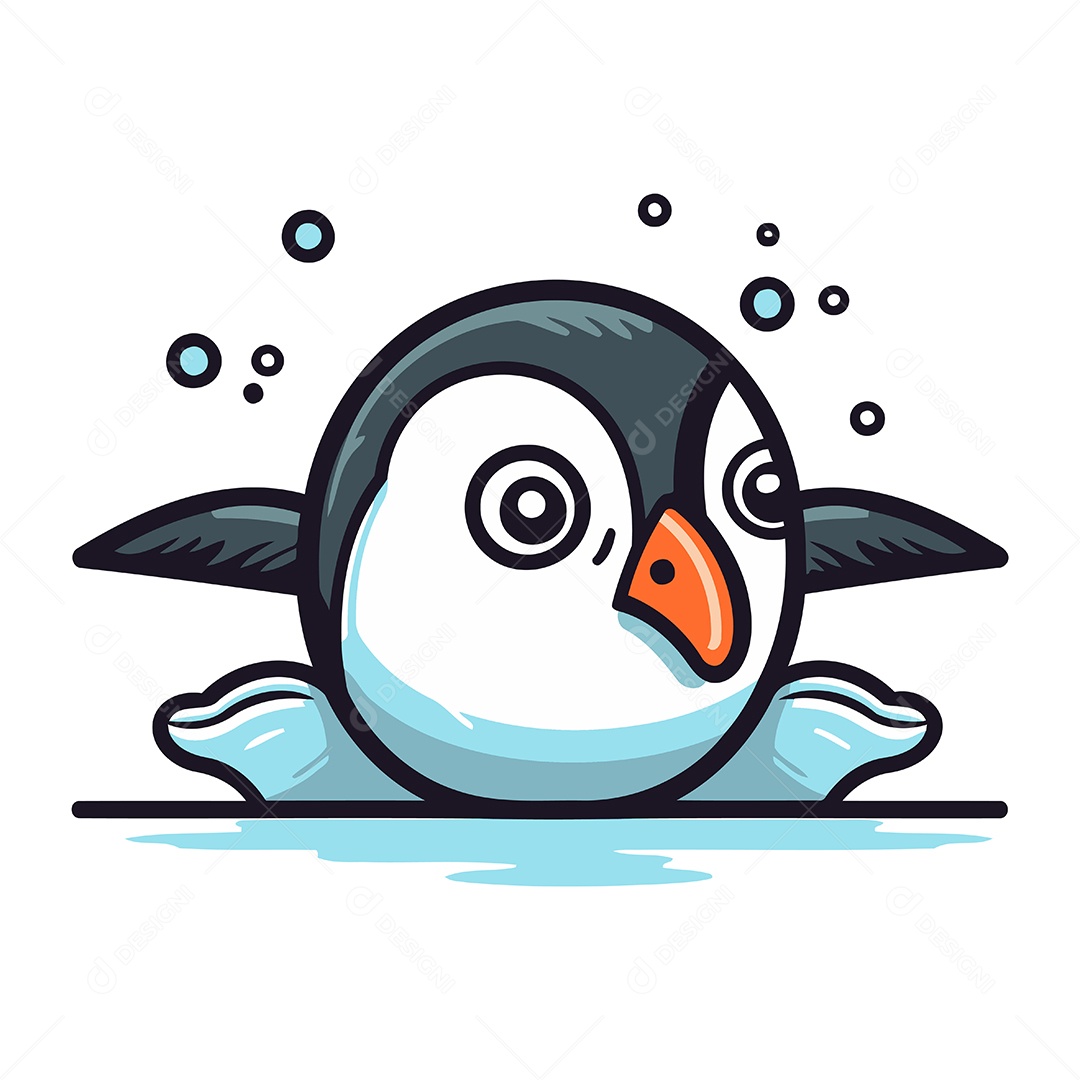 Pinguim de Desenho Animado Ilustração Vetor EPS