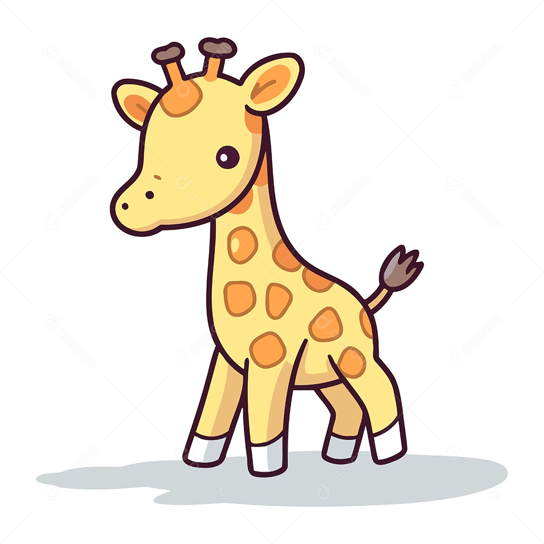 Girafa Fofa de Desenho Animado Ilustração Vetor EPS
