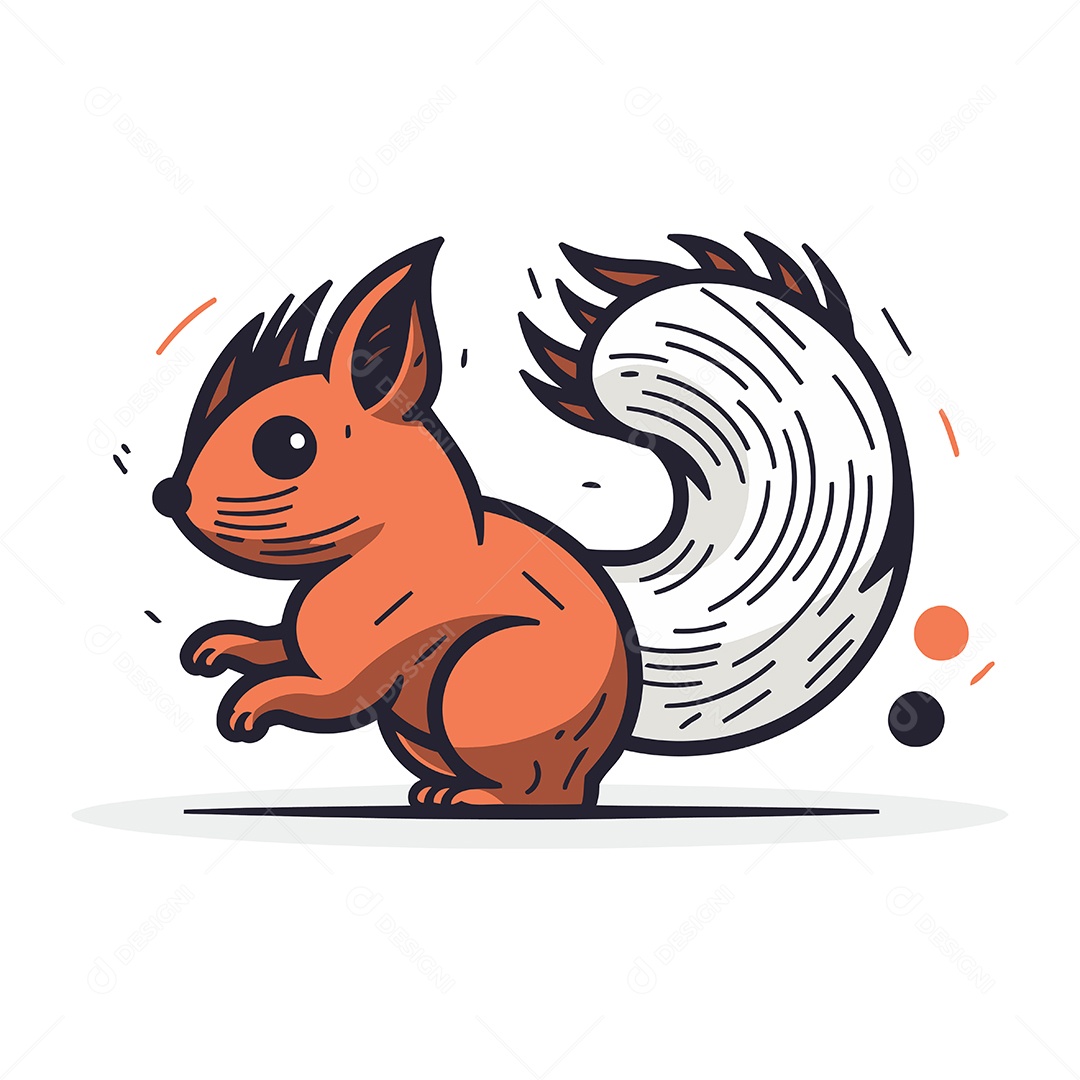 Esquilo de Desenho Animado Ilustração Vetor EPS