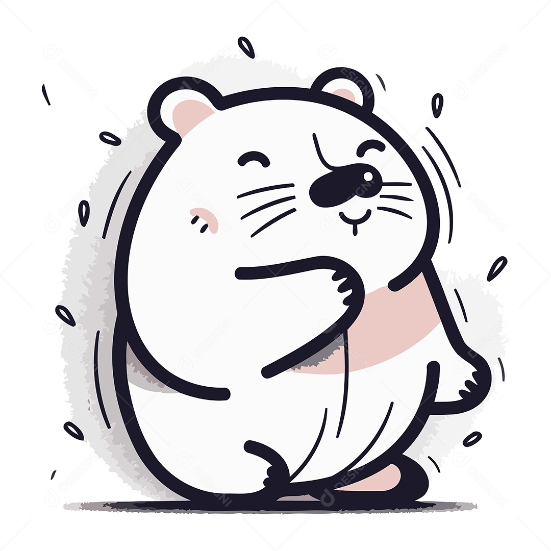 Hamster Fofo de Desenho Animado Ilustração Vetor EPS