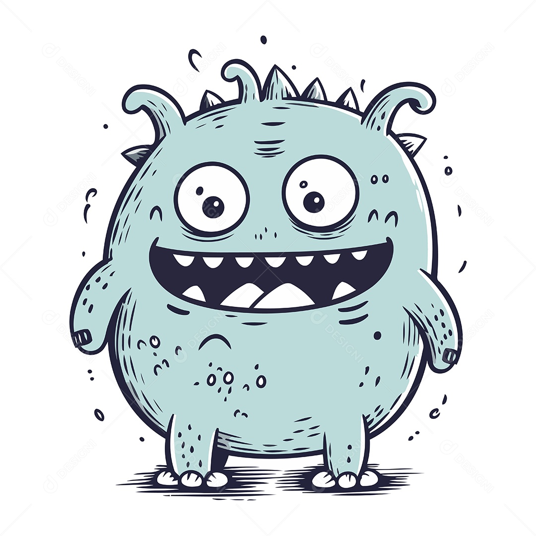 Monstro Engraçado de Desenho Animado Ilustração Vetor EPS